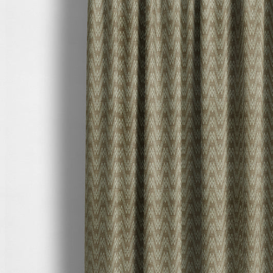 Marlow Woven Designer Chevron Striped Pattern In Brown Cream Interior Fabric JO-370F - Made To Measure Curtains