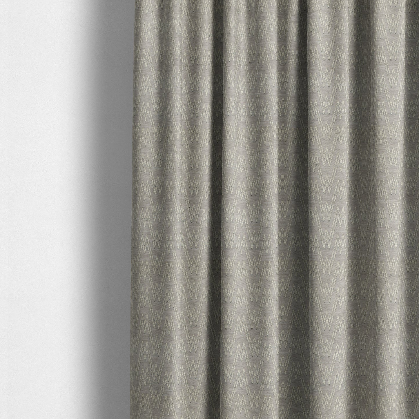 Marlow Woven Designer Chevron Striped Pattern In Silver Cream Interior Fabric JO-371F - Made To Measure Curtains