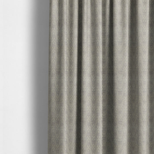 Marlow Woven Designer Chevron Striped Pattern In Silver Cream Interior Fabric JO-371F - Made To Measure Curtains