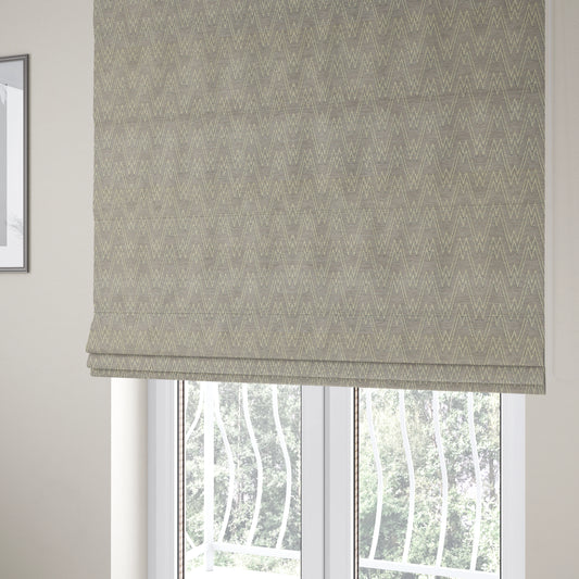 Marlow Woven Designer Chevron Striped Pattern In Silver Cream Interior Fabric JO-371F - Roman Blinds