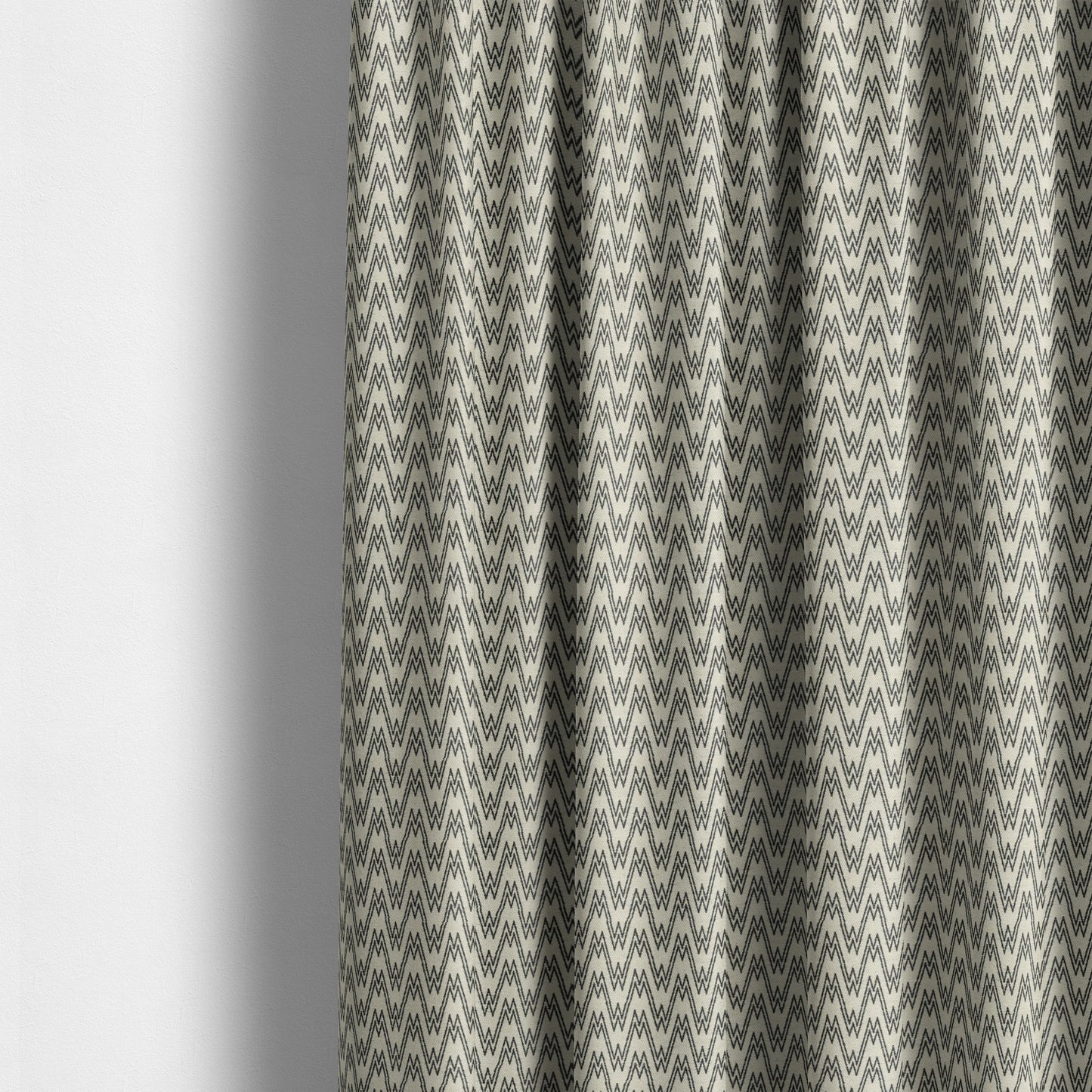 Marlow Woven Designer Chevron Striped Pattern In Cream Black Interior Fabric JO-372 - Made To Measure Curtains