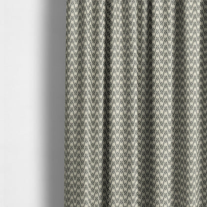 Marlow Woven Designer Chevron Striped Pattern In Cream Black Interior Fabric JO-372 - Made To Measure Curtains