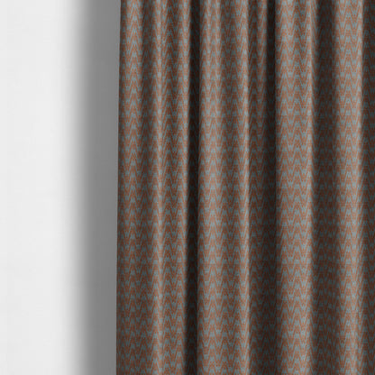 Marlow Woven Designer Chevron Striped Pattern In Grey Orange Interior Fabric JO-373 - Made To Measure Curtains