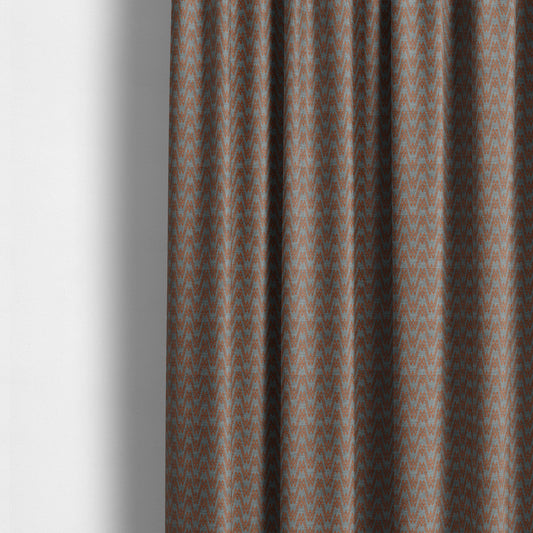 Marlow Woven Designer Chevron Striped Pattern In Grey Orange Interior Fabric JO-373 - Made To Measure Curtains