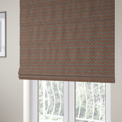 Marlow Woven Designer Chevron Striped Pattern In Grey Orange Interior Fabric JO-373 - Roman Blinds