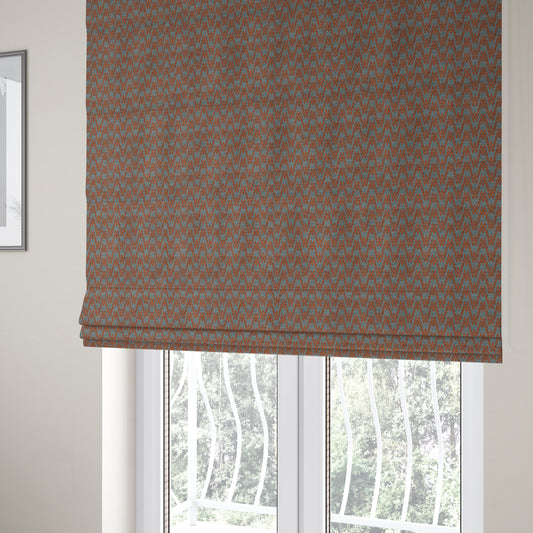 Marlow Woven Designer Chevron Striped Pattern In Grey Orange Interior Fabric JO-373 - Roman Blinds