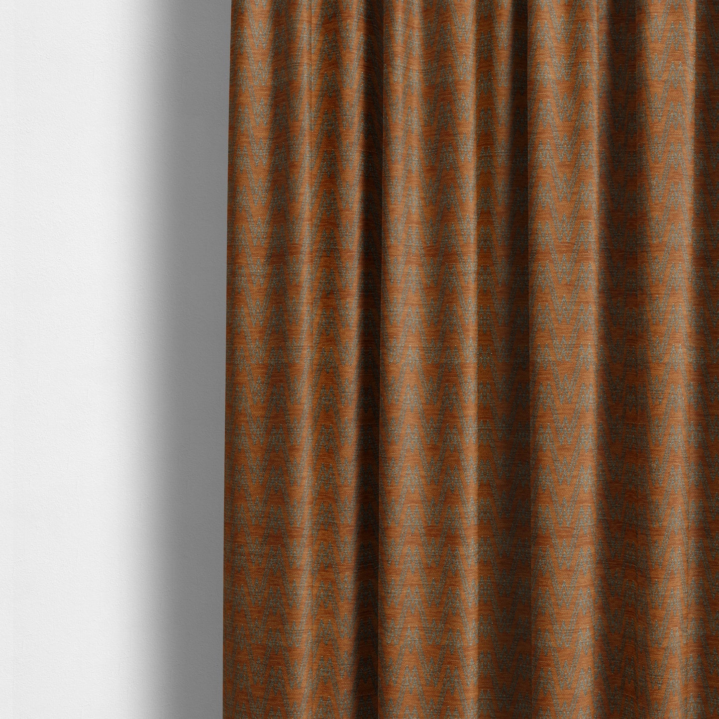 Marlow Woven Designer Chevron Striped Pattern In Orange Grey Interior Fabric JO-373F - Made To Measure Curtains