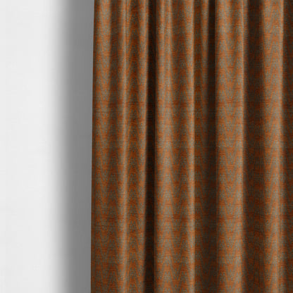 Marlow Woven Designer Chevron Striped Pattern In Orange Grey Interior Fabric JO-373F - Made To Measure Curtains