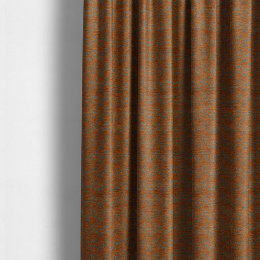 Marlow Woven Designer Chevron Striped Pattern In Orange Grey Interior Fabric JO-373F - Made To Measure Curtains