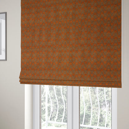 Marlow Woven Designer Chevron Striped Pattern In Orange Grey Interior Fabric JO-373F - Roman Blinds