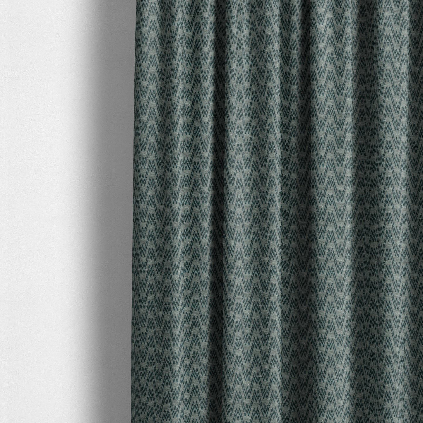 Marlow Woven Designer Chevron Striped Pattern In Grey Teal Interior Fabric JO-374 - Made To Measure Curtains