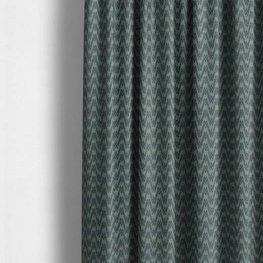 Marlow Woven Designer Chevron Striped Pattern In Grey Teal Interior Fabric JO-374 - Made To Measure Curtains