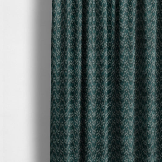 Marlow Woven Designer Chevron Striped Pattern In Teal Grey Interior Fabric JO-374F - Made To Measure Curtains