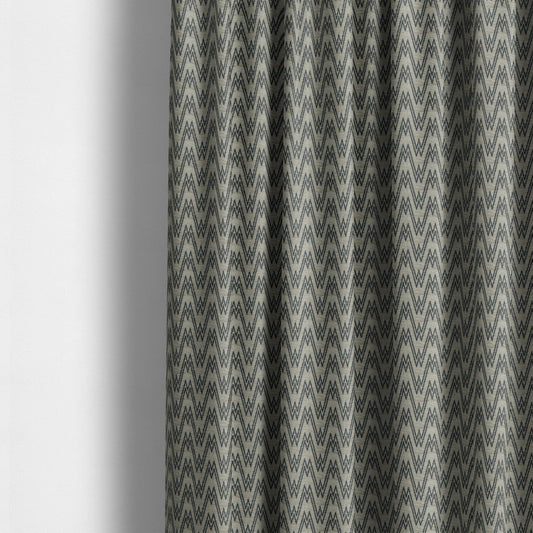 Marlow Woven Designer Chevron Striped Pattern In Brown Black Interior Fabric JO-375 - Made To Measure Curtains