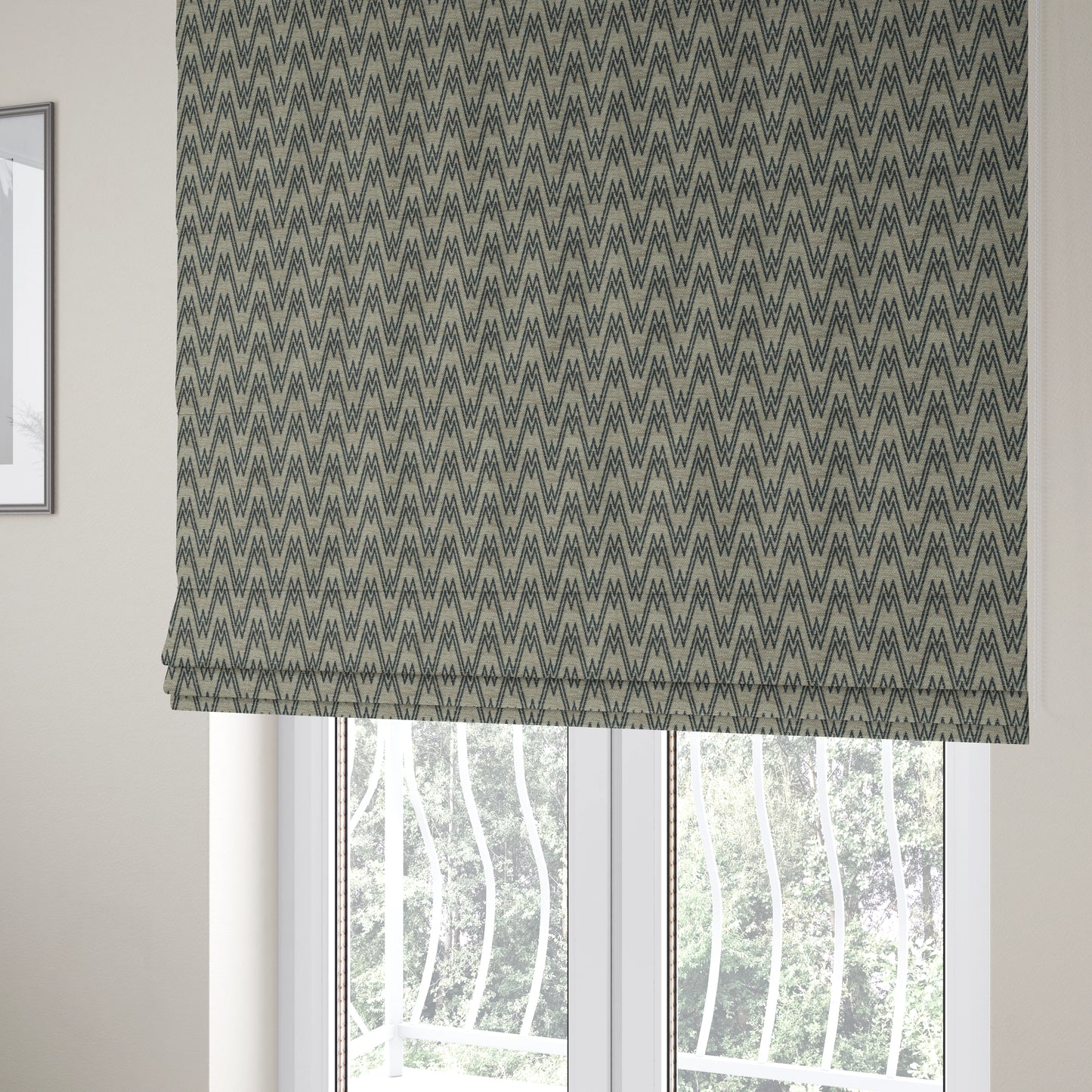 Marlow Woven Designer Chevron Striped Pattern In Brown Black Interior Fabric JO-375 - Roman Blinds