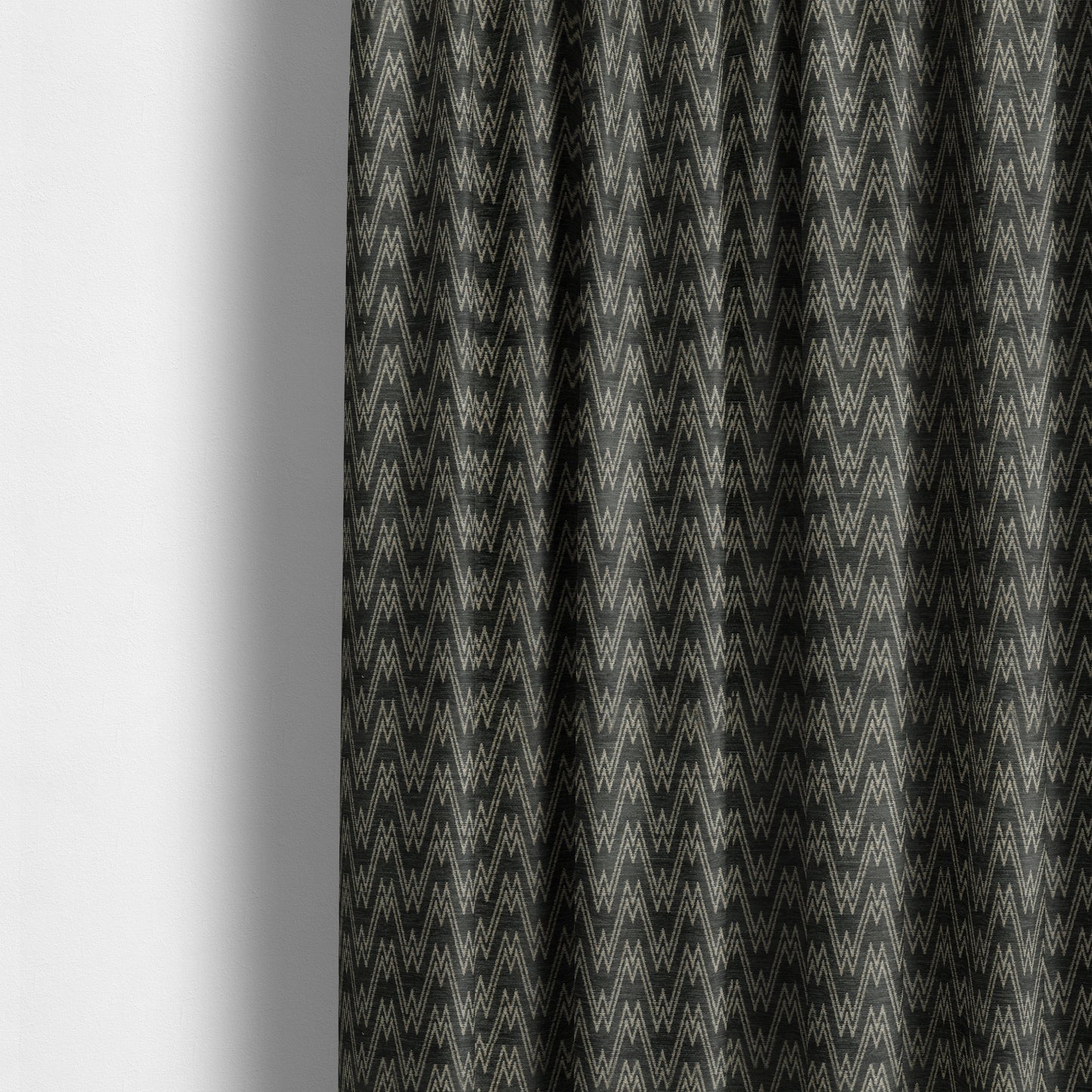 Marlow Woven Designer Chevron Striped Pattern In Black Brown Interior Fabric JO-375F - Made To Measure Curtains