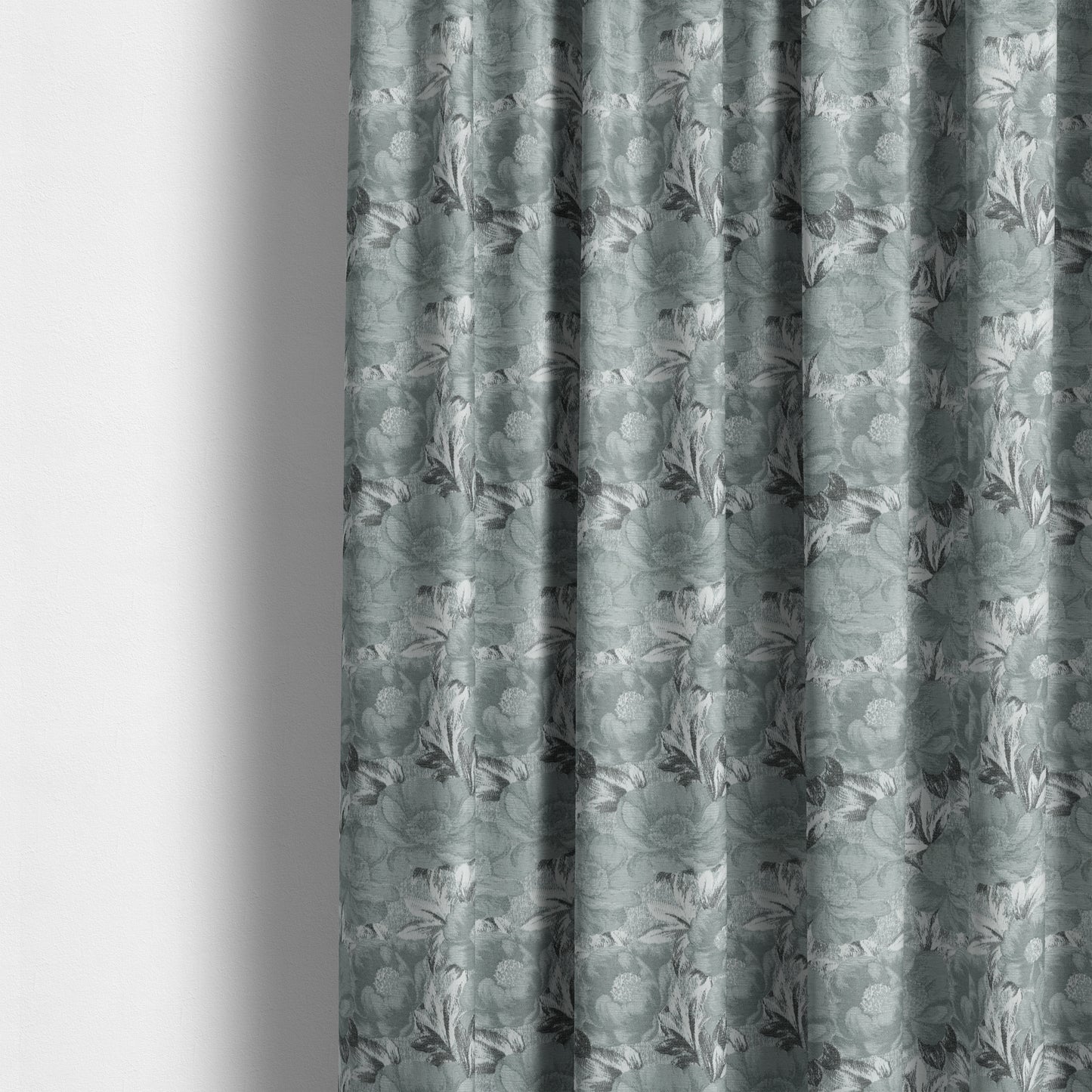 Bloomsbury Floral Pattern Weaves Shiny Grey Quality Furnishing Fabric JO-385 - Made To Measure Curtains