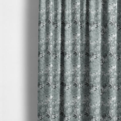 Bloomsbury Floral Pattern Weaves Shiny Grey Quality Furnishing Fabric JO-385 - Made To Measure Curtains