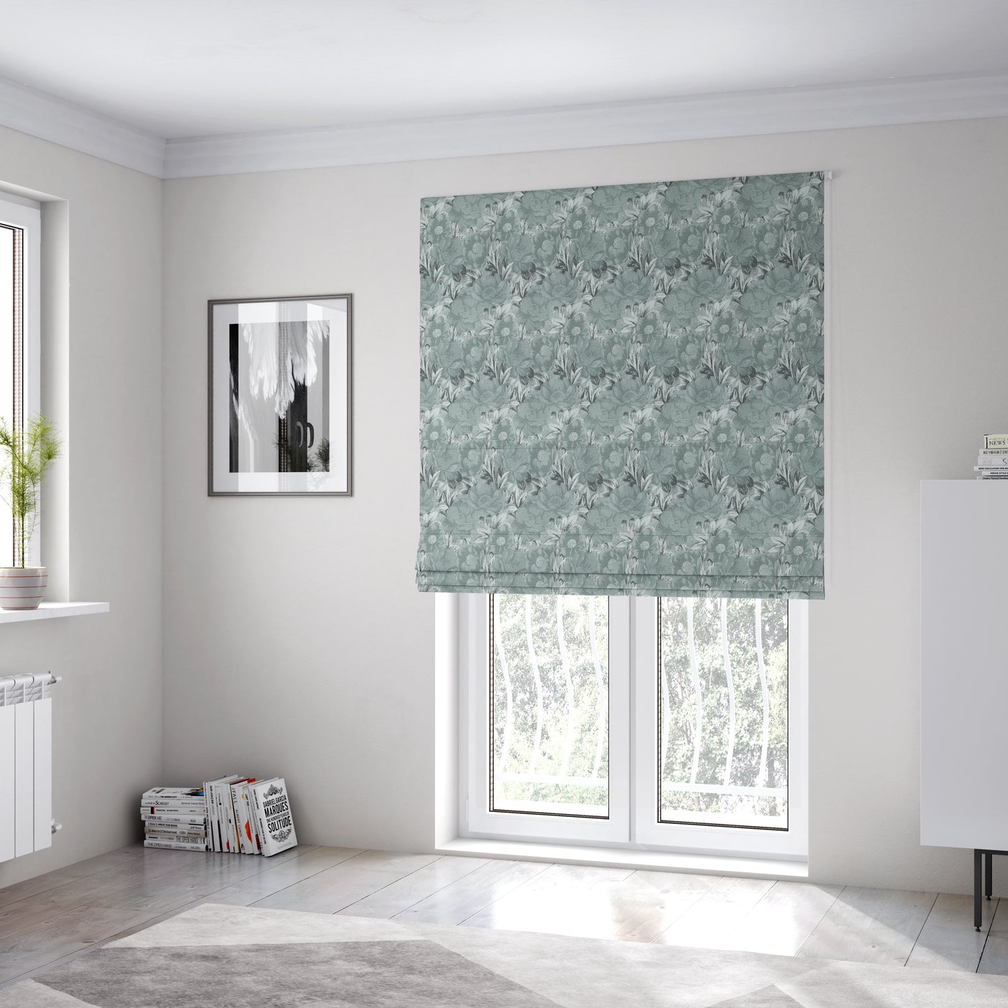 Bloomsbury Floral Pattern Weaves Shiny Grey Quality Furnishing Fabric JO-385 - Roman Blinds