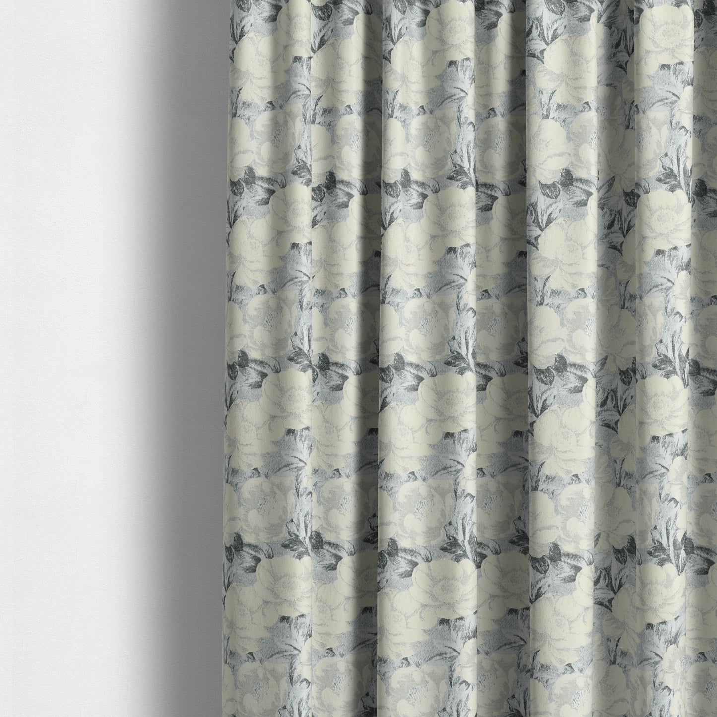 Bloomsbury Floral Pattern Weaves Shiny Cream Quality Furnishing Fabric JO-388 - Made To Measure Curtains