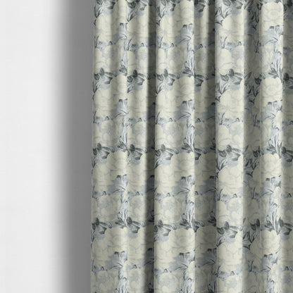 Bloomsbury Floral Pattern Weaves Shiny Cream Quality Furnishing Fabric JO-388 - Made To Measure Curtains