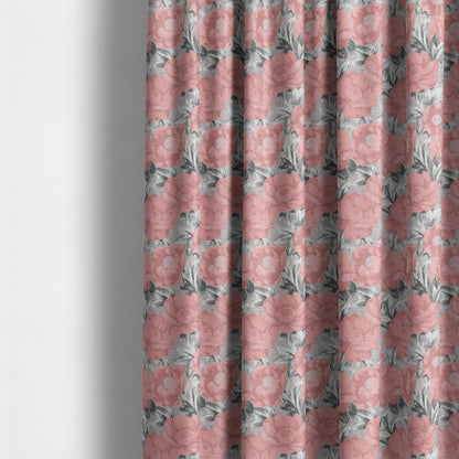 Bloomsbury Floral Pattern Weaves Shiny Rose Pink Quality Furnishing Fabric JO-389 - Made To Measure Curtains