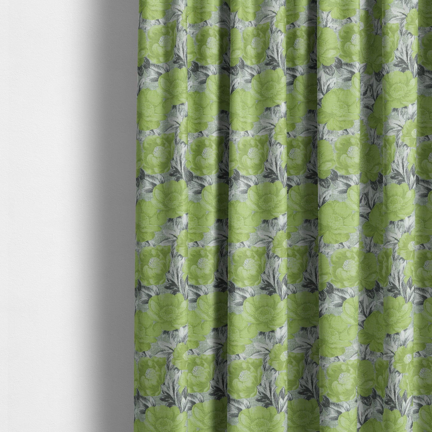 Bloomsbury Floral Pattern Weaves Shiny Green Quality Furnishing Fabric JO-390 - Made To Measure Curtains