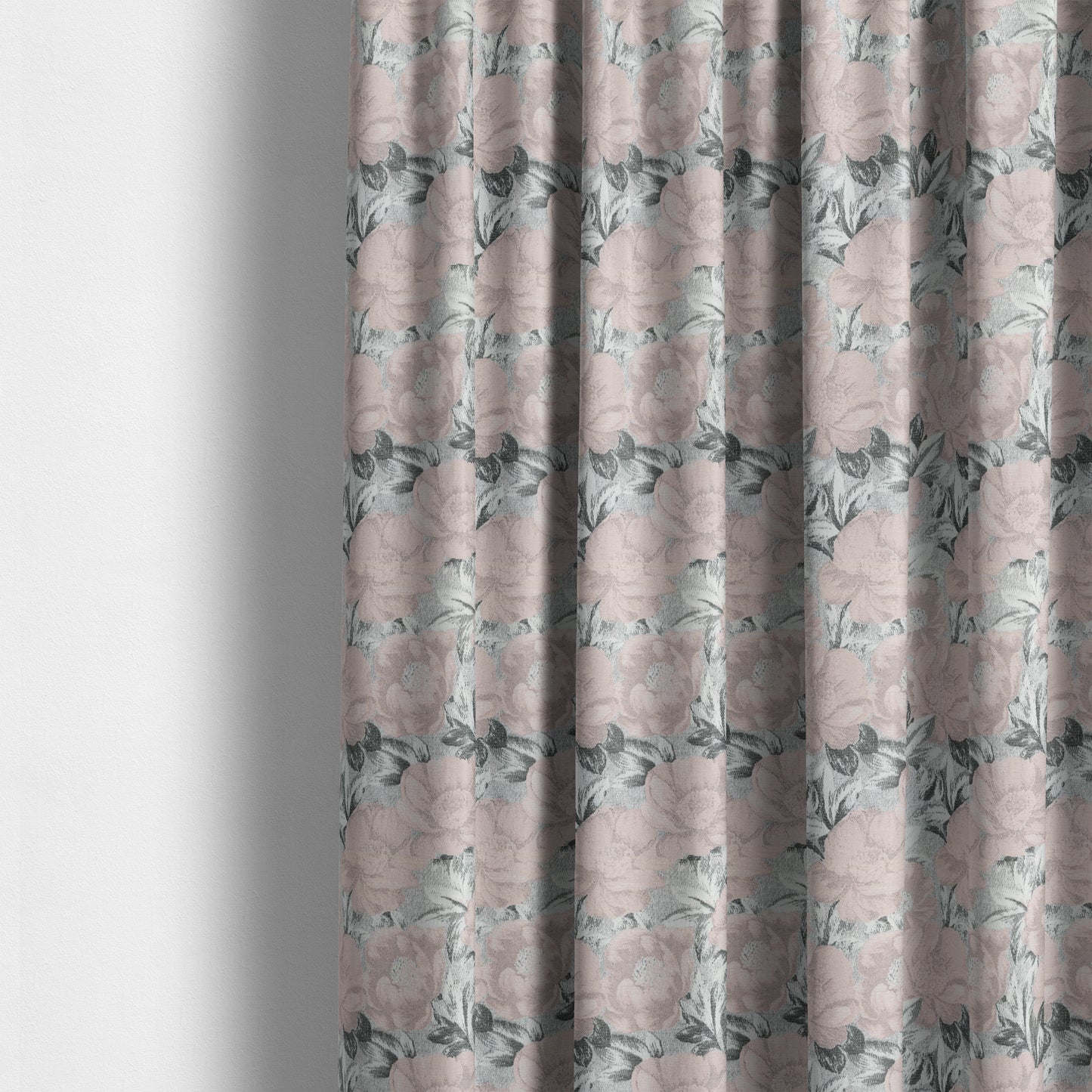 Bloomsbury Floral Pattern Weaves Shiny Pale Pink Quality Furnishing Fabric JO-391 - Made To Measure Curtains