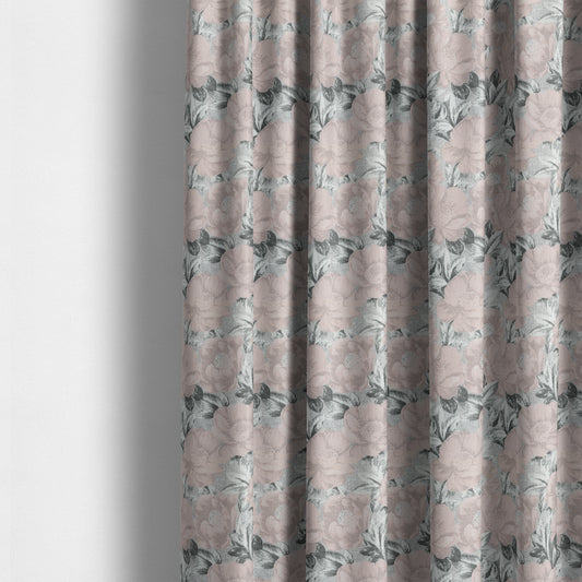 Bloomsbury Floral Pattern Weaves Shiny Pale Pink Quality Furnishing Fabric JO-391 - Made To Measure Curtains