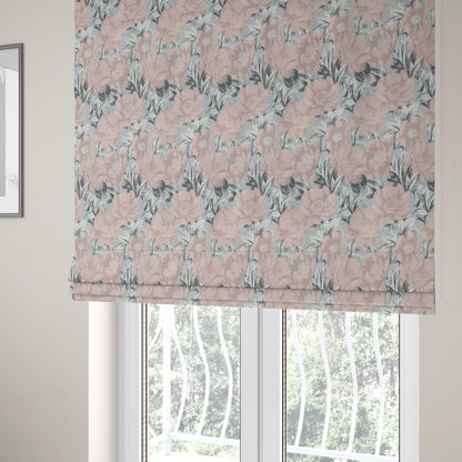 Bloomsbury Floral Pattern Weaves Shiny Pale Pink Quality Furnishing Fabric JO-391 - Roman Blinds