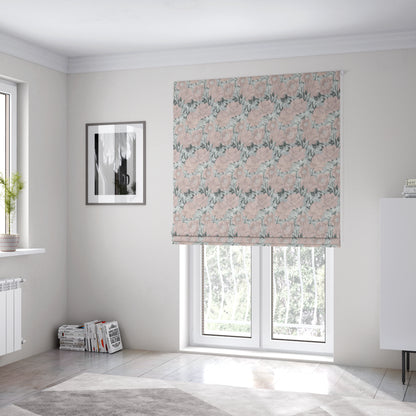 Bloomsbury Floral Pattern Weaves Shiny Pale Pink Quality Furnishing Fabric JO-391 - Roman Blinds