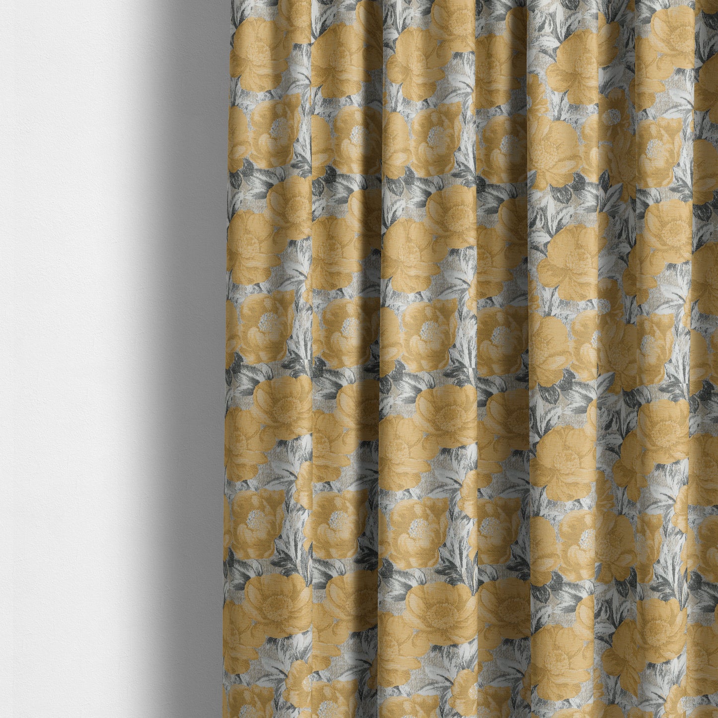 Bloomsbury Floral Pattern Weaves Shiny Golden Orange Quality Furnishing Fabric JO-392 - Made To Measure Curtains