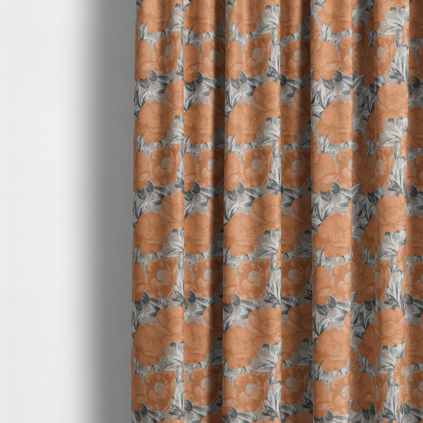 Bloomsbury Floral Pattern Weaves Shiny Orange Quality Furnishing Fabric JO-393 - Made To Measure Curtains