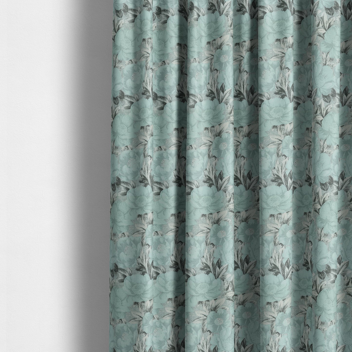 Bloomsbury Floral Pattern Weaves Shiny Blue Quality Furnishing Fabric JO-394 - Made To Measure Curtains