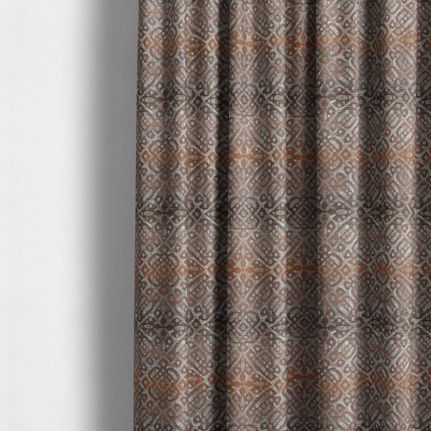 Lomasi Metallic Tones Fabric Brown Bronze Portuguese Medallion Pattern Designer Fabric JO-395 - Made To Measure Curtains