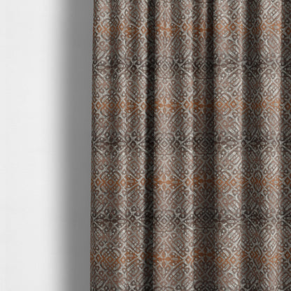 Lomasi Metallic Tones Fabric Brown Bronze Portuguese Medallion Pattern Designer Fabric JO-395 - Made To Measure Curtains