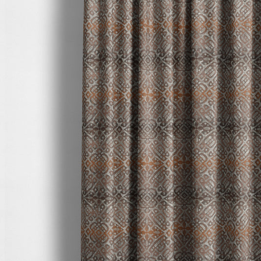 Lomasi Metallic Tones Fabric Brown Bronze Portuguese Medallion Pattern Designer Fabric JO-395 - Made To Measure Curtains