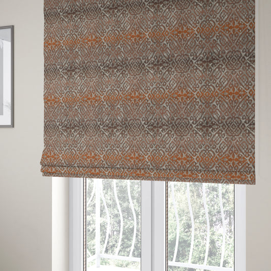 Lomasi Metallic Tones Fabric Brown Bronze Portuguese Medallion Pattern Designer Fabric JO-395 - Roman Blinds