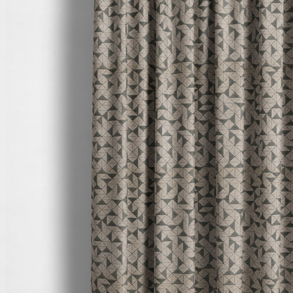 Voyage Designer Geometric Small Motif Pattern In Grey Soft Chenille Upholstery Fabric JO-407 - Made To Measure Curtains