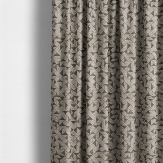 Voyage Designer Geometric Small Motif Pattern In Grey Soft Chenille Upholstery Fabric JO-407 - Made To Measure Curtains