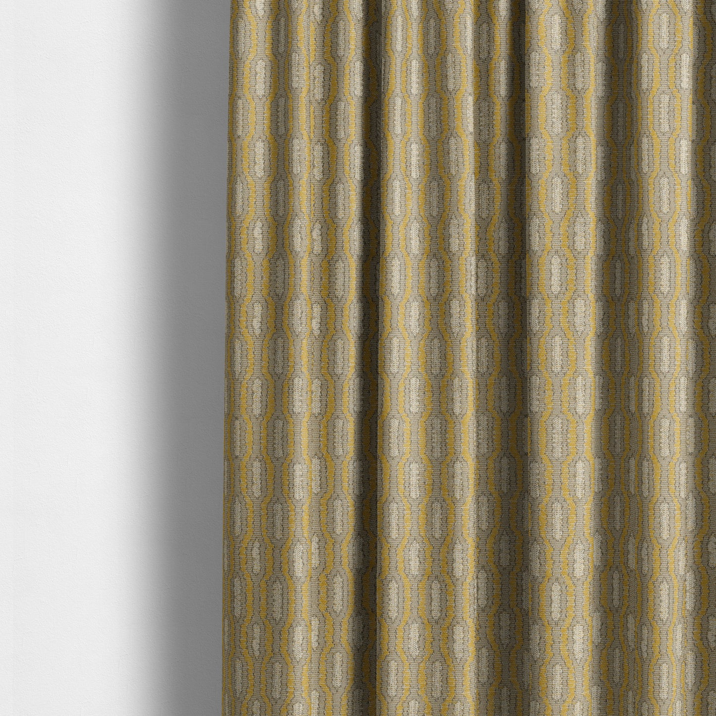 Atmosfera Woven Fabric Funky Modern Yellow Eyelet Stripe Pattern Furnishing Fabric JO-411 - Made To Measure Curtains