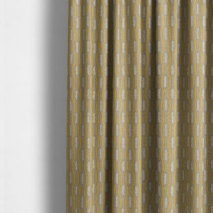 Atmosfera Woven Fabric Funky Modern Yellow Eyelet Stripe Pattern Furnishing Fabric JO-411 - Made To Measure Curtains