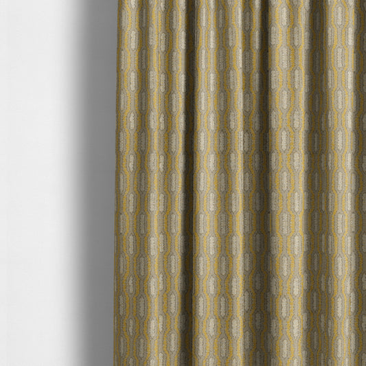 Atmosfera Woven Fabric Funky Modern Yellow Eyelet Stripe Pattern Furnishing Fabric JO-411 - Made To Measure Curtains