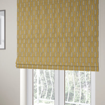 Atmosfera Woven Fabric Funky Modern Yellow Eyelet Stripe Pattern Furnishing Fabric JO-411 - Roman Blinds