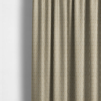 Atmosfera Woven Fabric Funky Modern Brown Beige Eyelet Stripe Pattern Furnishing Fabric JO-414 - Made To Measure Curtains