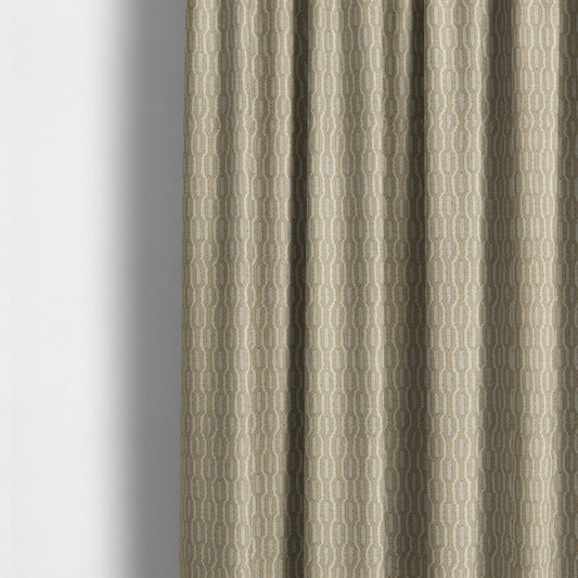 Atmosfera Woven Fabric Funky Modern Brown Beige Eyelet Stripe Pattern Furnishing Fabric JO-414 - Made To Measure Curtains