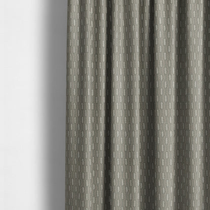 Atmosfera Woven Fabric Funky Modern Silver Grey Eyelet Stripe Pattern Furnishing Fabric JO-415 - Made To Measure Curtains