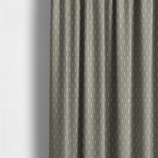 Atmosfera Woven Fabric Funky Modern Silver Grey Eyelet Stripe Pattern Furnishing Fabric JO-415 - Made To Measure Curtains