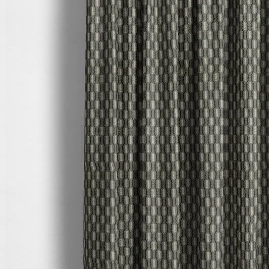 Atmosfera Woven Fabric Funky Modern Black Grey Eyelet Stripe Pattern Furnishing Fabric JO-416 - Made To Measure Curtains