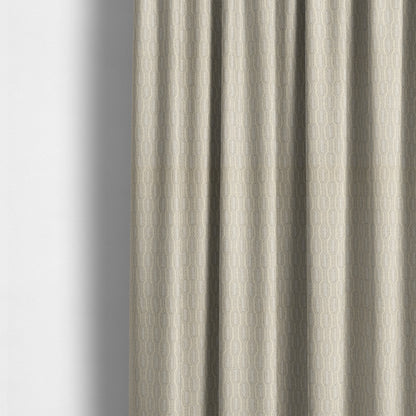 Atmosfera Woven Fabric Funky Modern White Cream Eyelet Stripe Pattern Furnishing Fabric JO-417 - Made To Measure Curtains